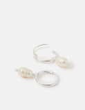 Accessorize sterling silver pearl drop hoop earrings - British product