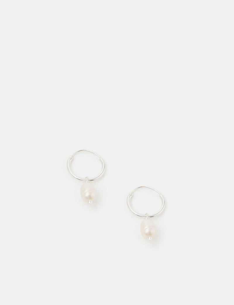 Accessorize sterling silver pearl drop hoop earrings - British product