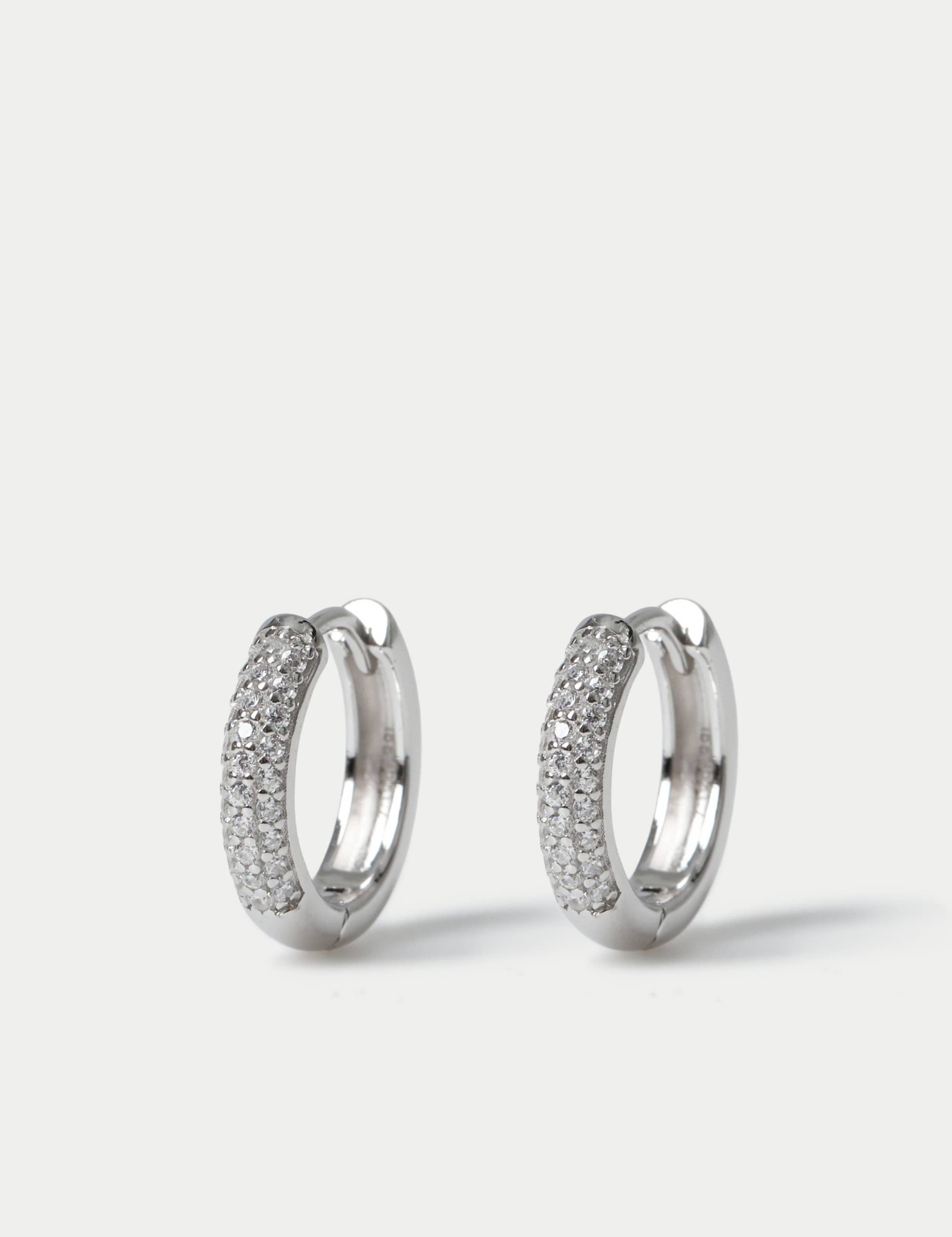 Sterling silver rhodium hoop earrings (British brand)