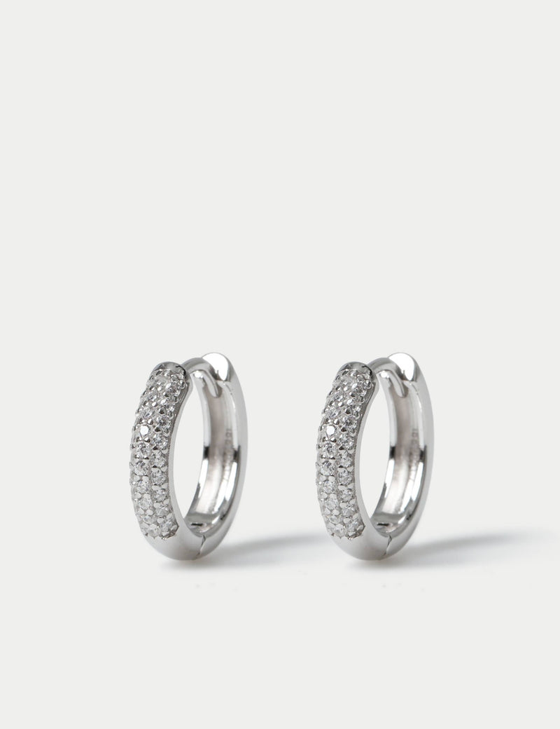 Sterling silver rhodium hoop earrings (British brand)