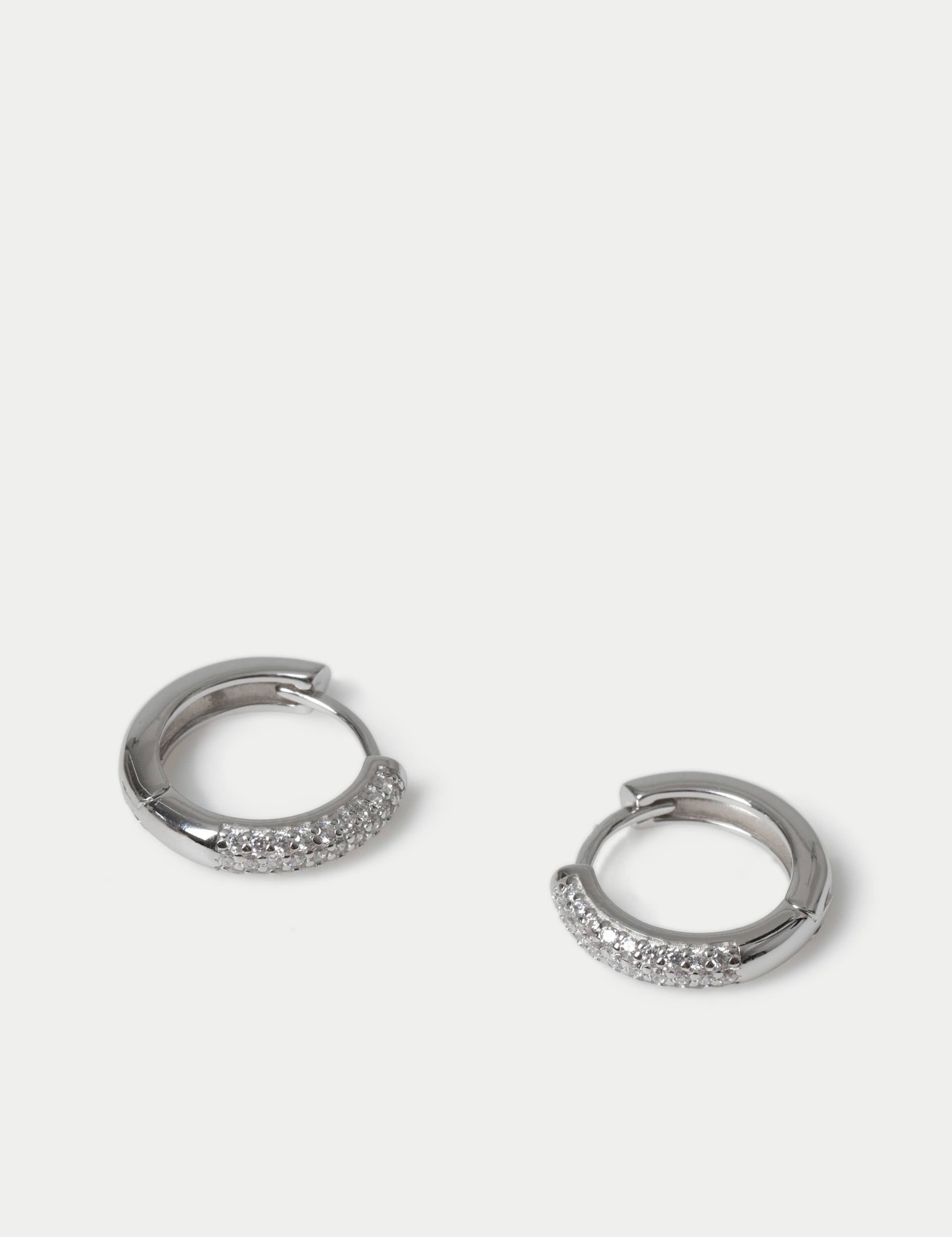 Sterling silver rhodium hoop earrings (British brand)