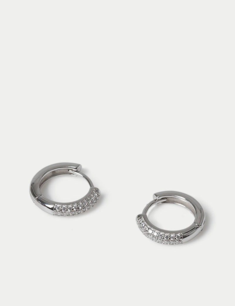 Sterling silver rhodium hoop earrings (British brand)