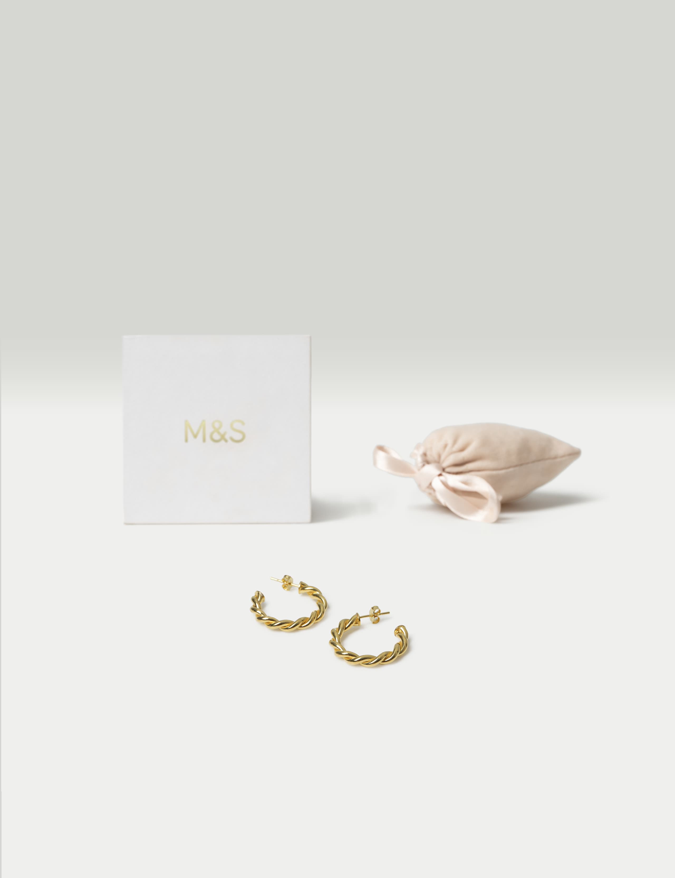 Sterling silver twist earrings 25mm, British brand
