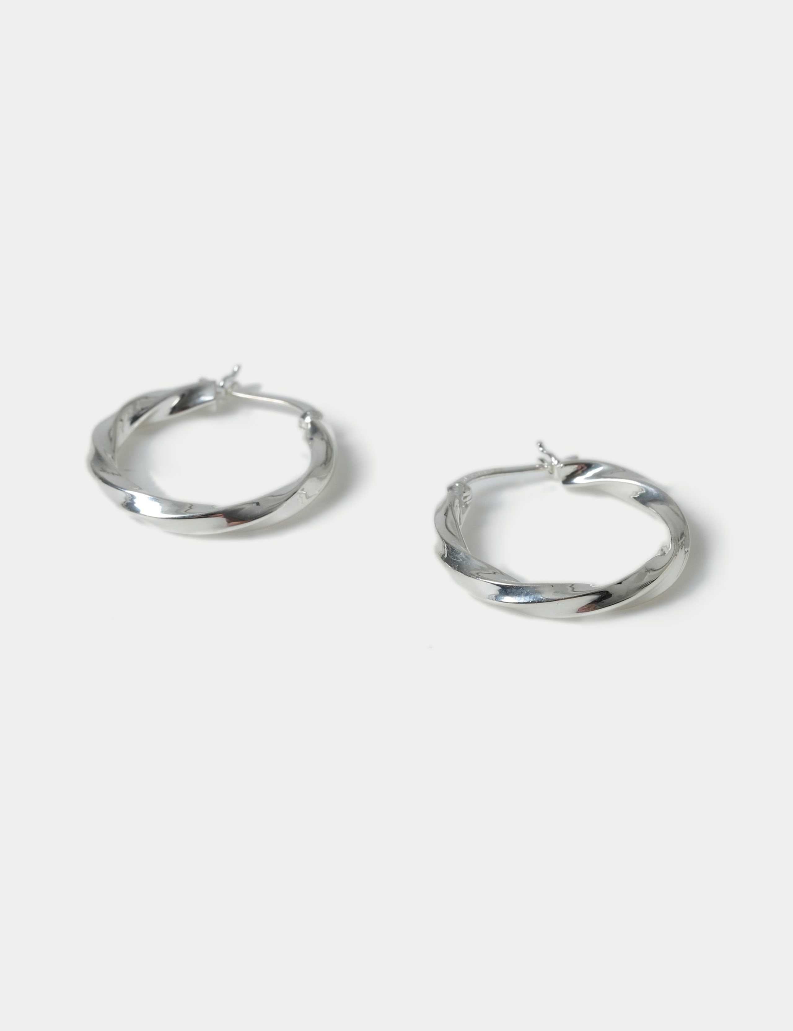 Sterling Silver twist hoop earrings, British product