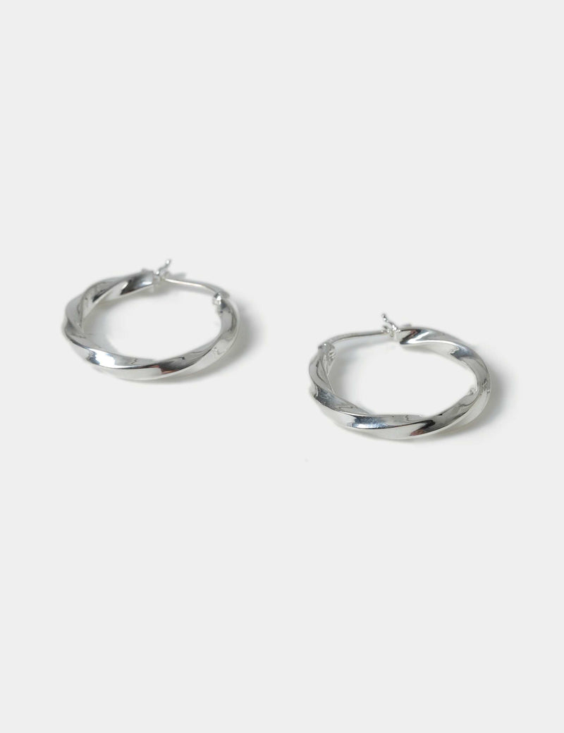Sterling Silver twist hoop earrings, British product