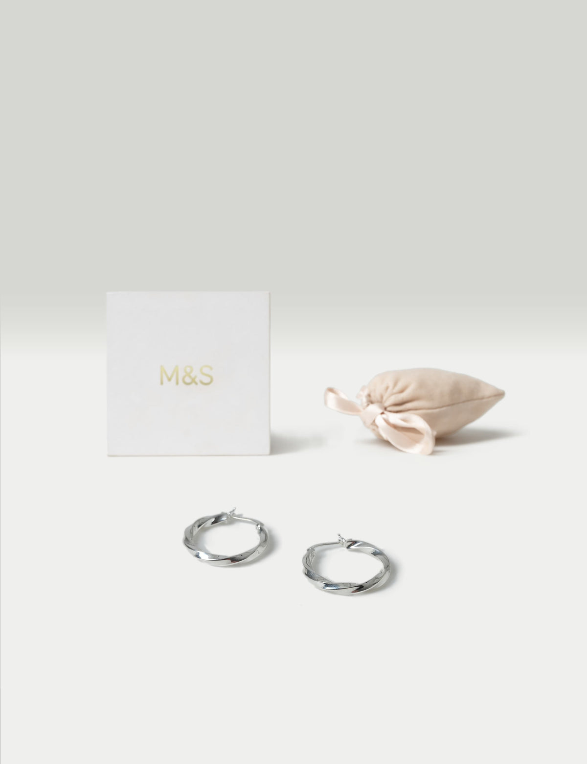 Sterling Silver twist hoop earrings, British product