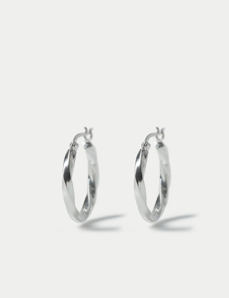 Sterling Silver twist hoop earrings, British product
