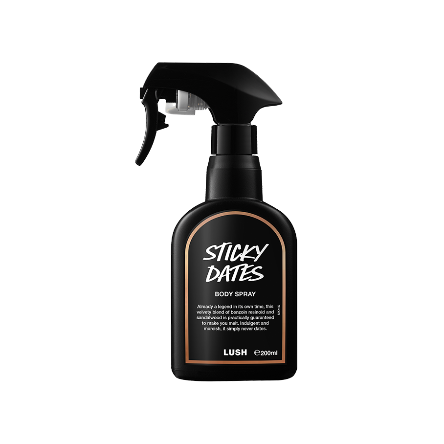 Lush Sticky Dates body spray, UK version