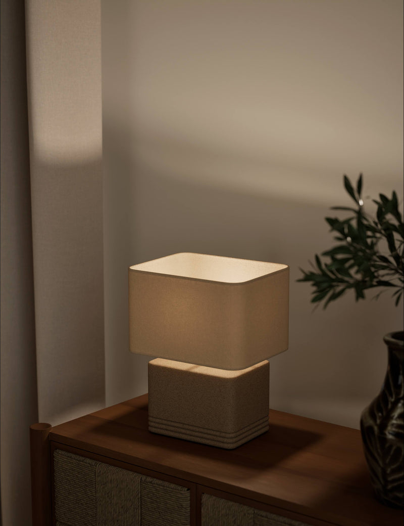 Stone effect table lamp with ceramic base, imported from the UK