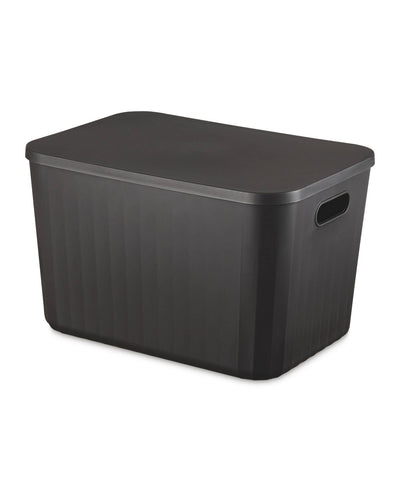 aldi Multi-Purpose Storage Box with Lid Smooth or Ribbed Black or Green- Buy online at McGrocer
