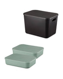 Storage box with lid, 2 pack, smooth or fluted design, UK version