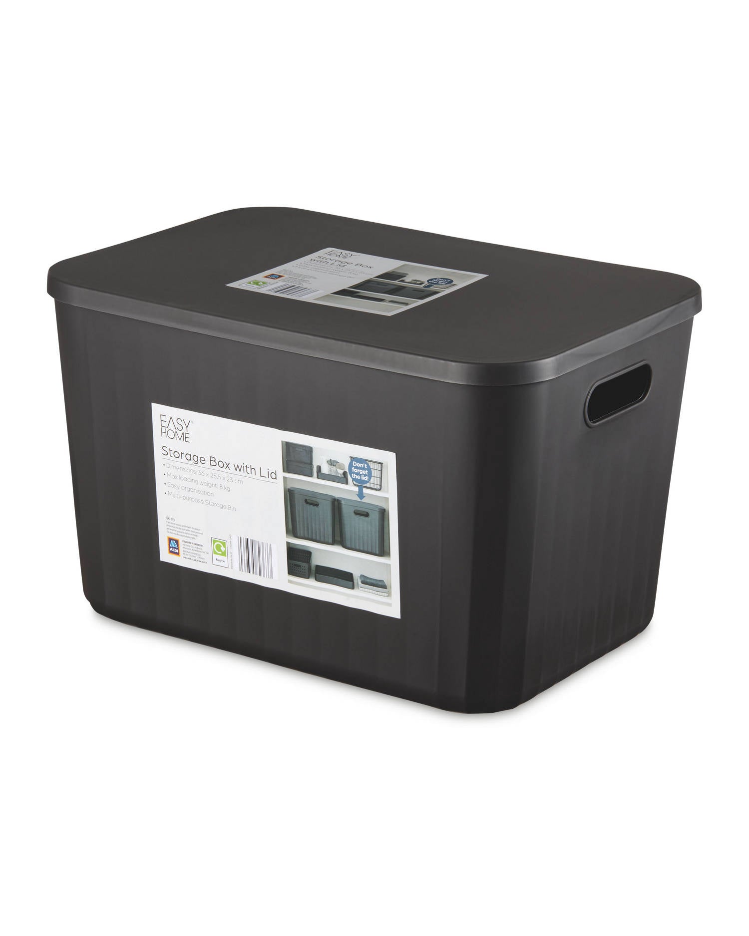 Storage box with lid in black or green, UK version
