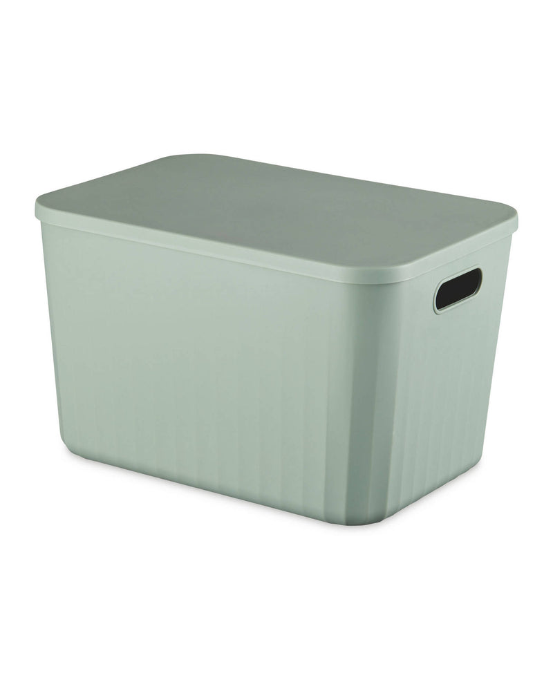 Multi-Purpose Storage Box with Lid Smooth or Ribbed Black or Green