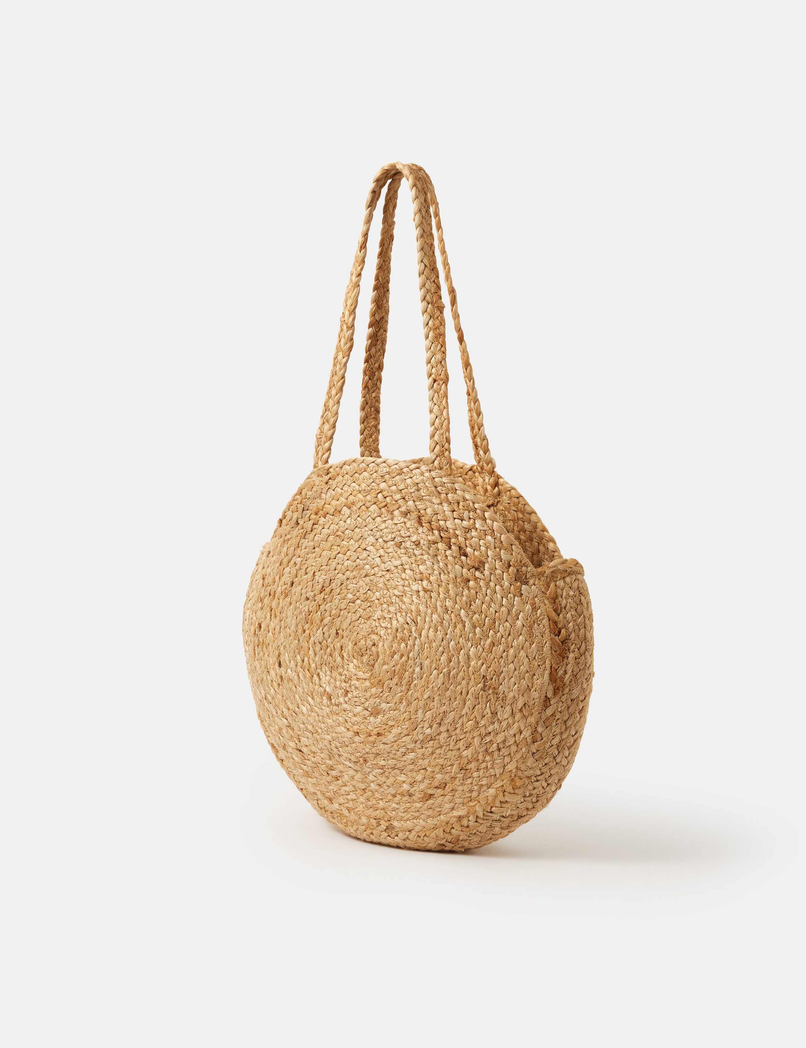 Accessorize straw beach bag with embroidered flowers - British product