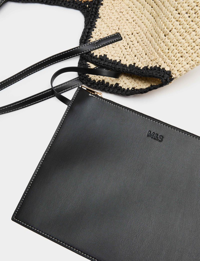 M&S straw colour block shoulder bag, UK version