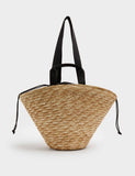 M&S straw bucket bag with drawstring closure, imported from the UK