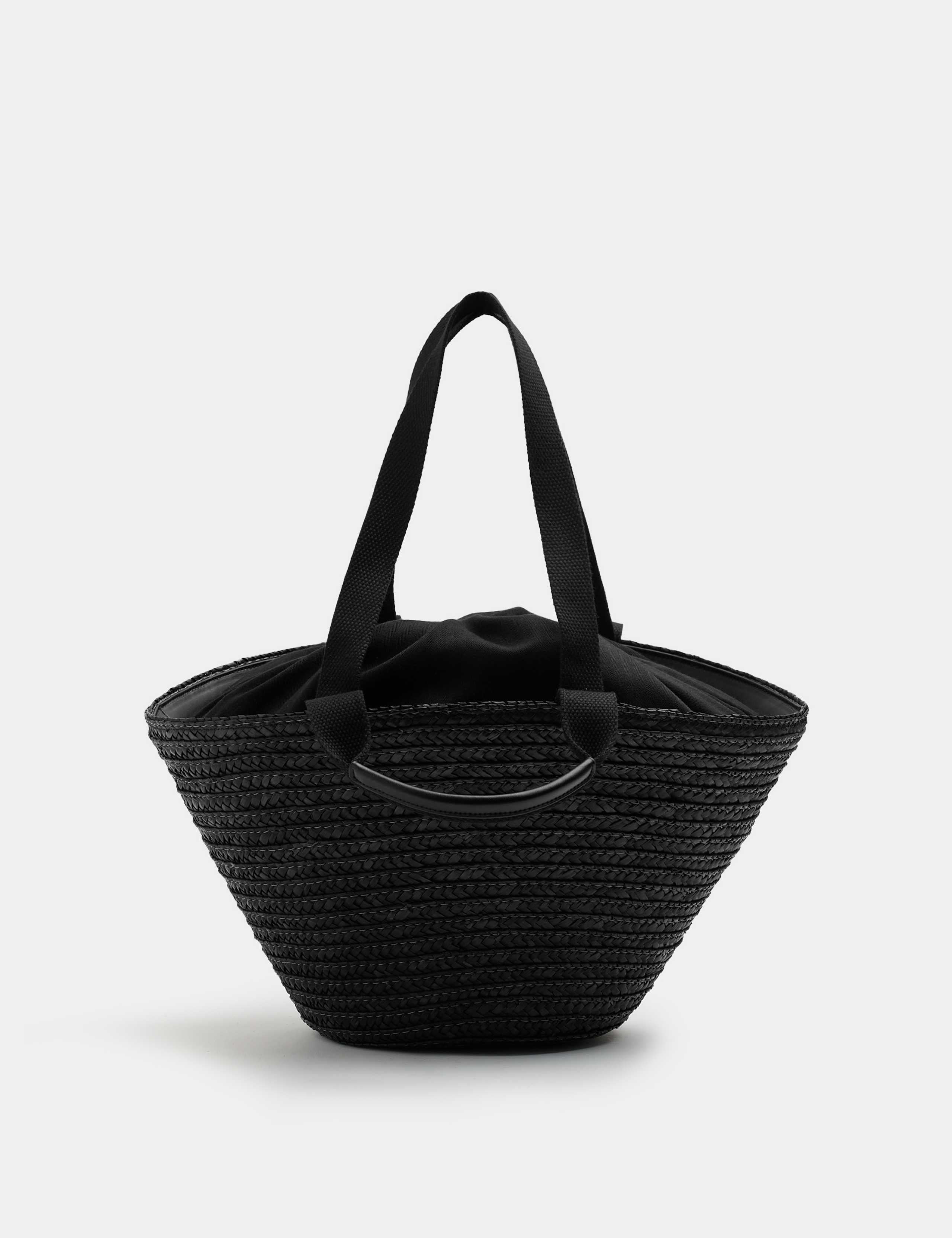 M&S straw drawstring bucket bag 21cm, imported from the UK