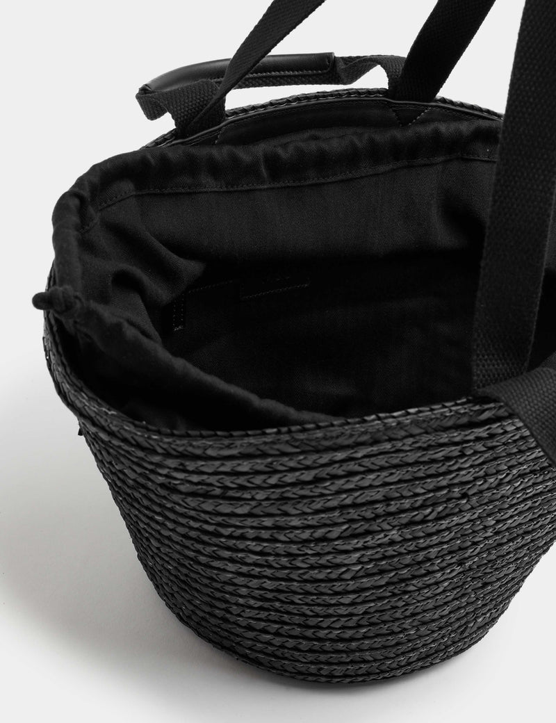 M&S straw drawstring bucket bag 21cm, imported from the UK