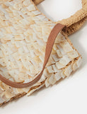 Accessorize straw embellished grab bag with raffia and mother-of-pearl, imported from the UK