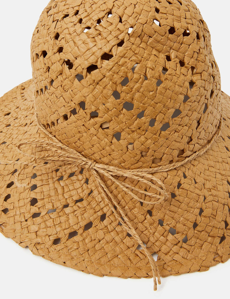 Accessorize straw bucket hat with heart cutouts, UK version