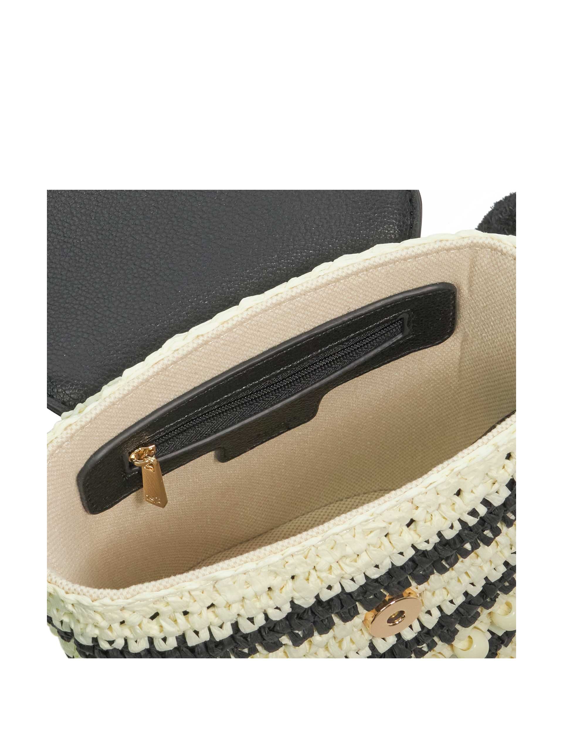 Dune London straw cross body bag with pom pom charm (British brand)