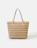 Accessorize straw striped shoulder bag with zip fastening - British product