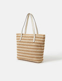Accessorize straw striped shoulder bag with zip fastening - British product
