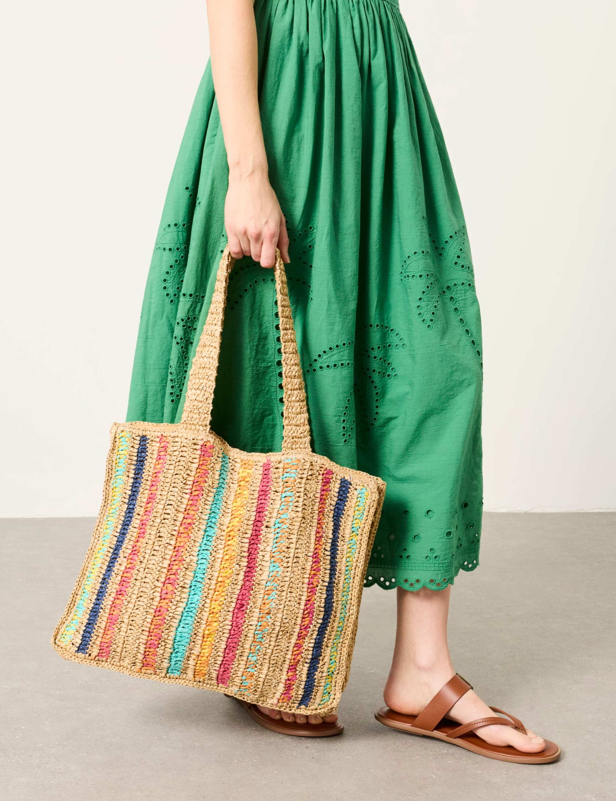 FatFace straw striped tote bag, imported from the UK