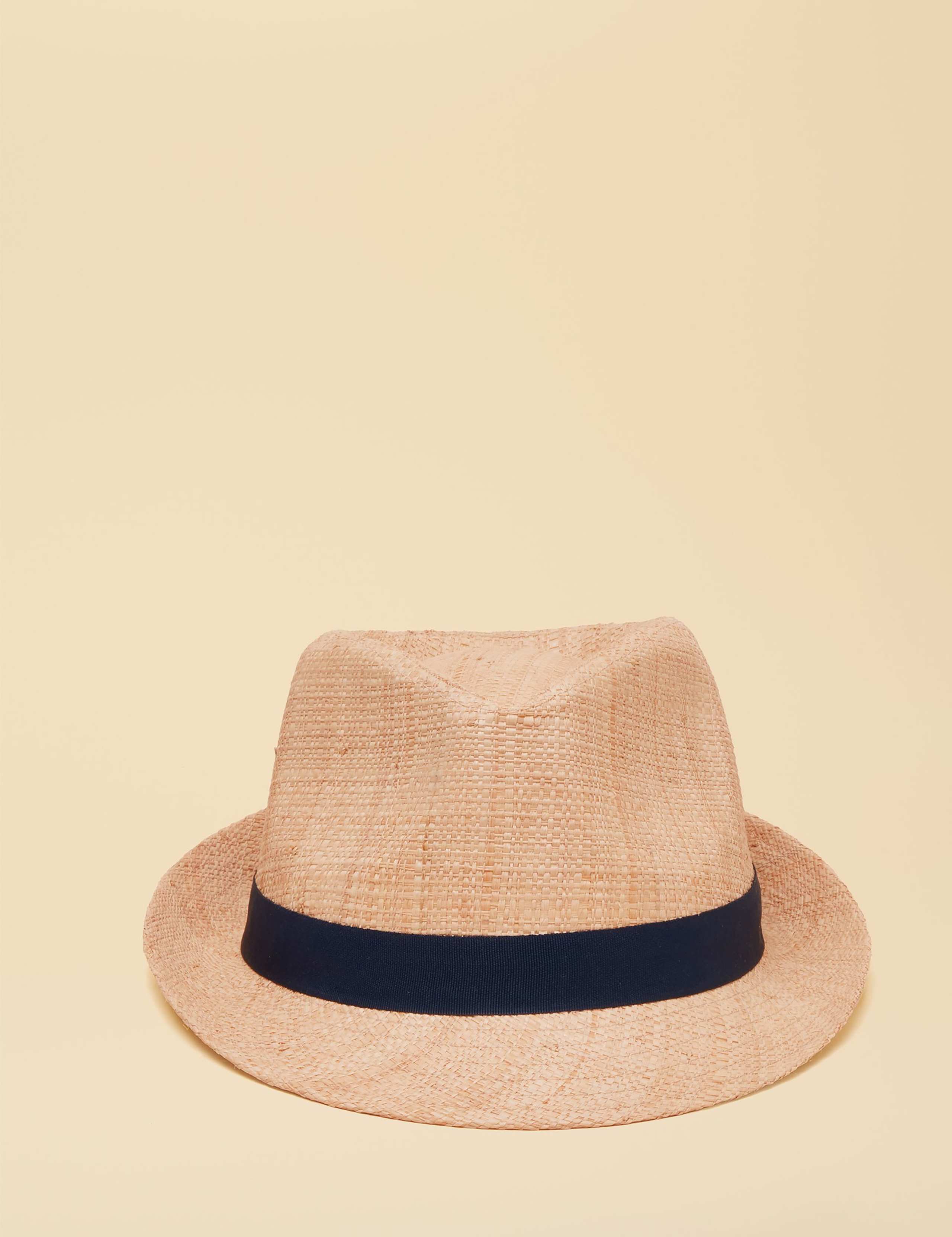 Joules straw trilby raffia hat with woven texture - British product