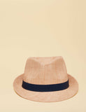 Joules straw trilby raffia hat with woven texture - British product