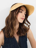 Accessorize straw visor with sparkly embellishments, imported from the UK
