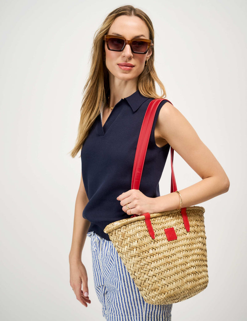 Crew Clothing straw woven basket shoulder tote bag, UK version