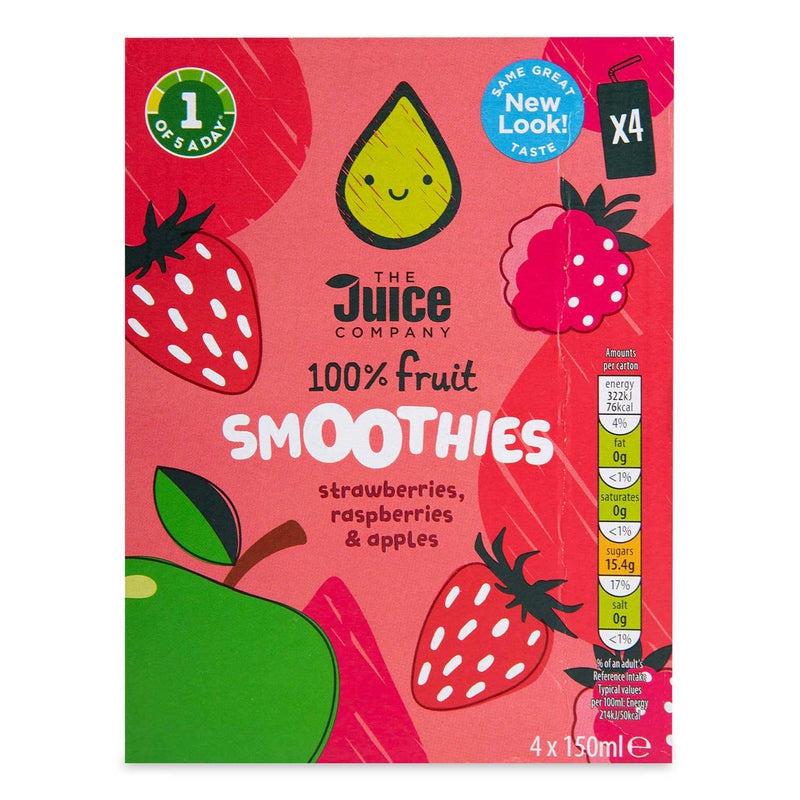Kids fruit smoothie strawberry raspberry apple 4 pack (British brand)
