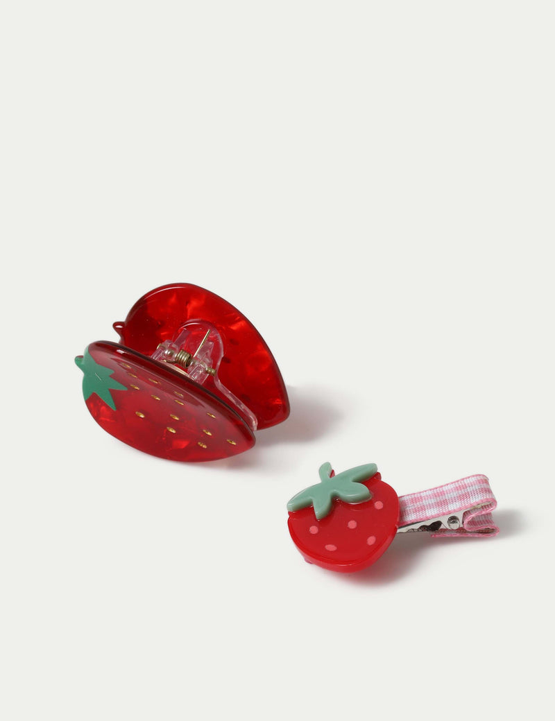 Strawberry claw clip with strawberry clip hair accessory (British brand)