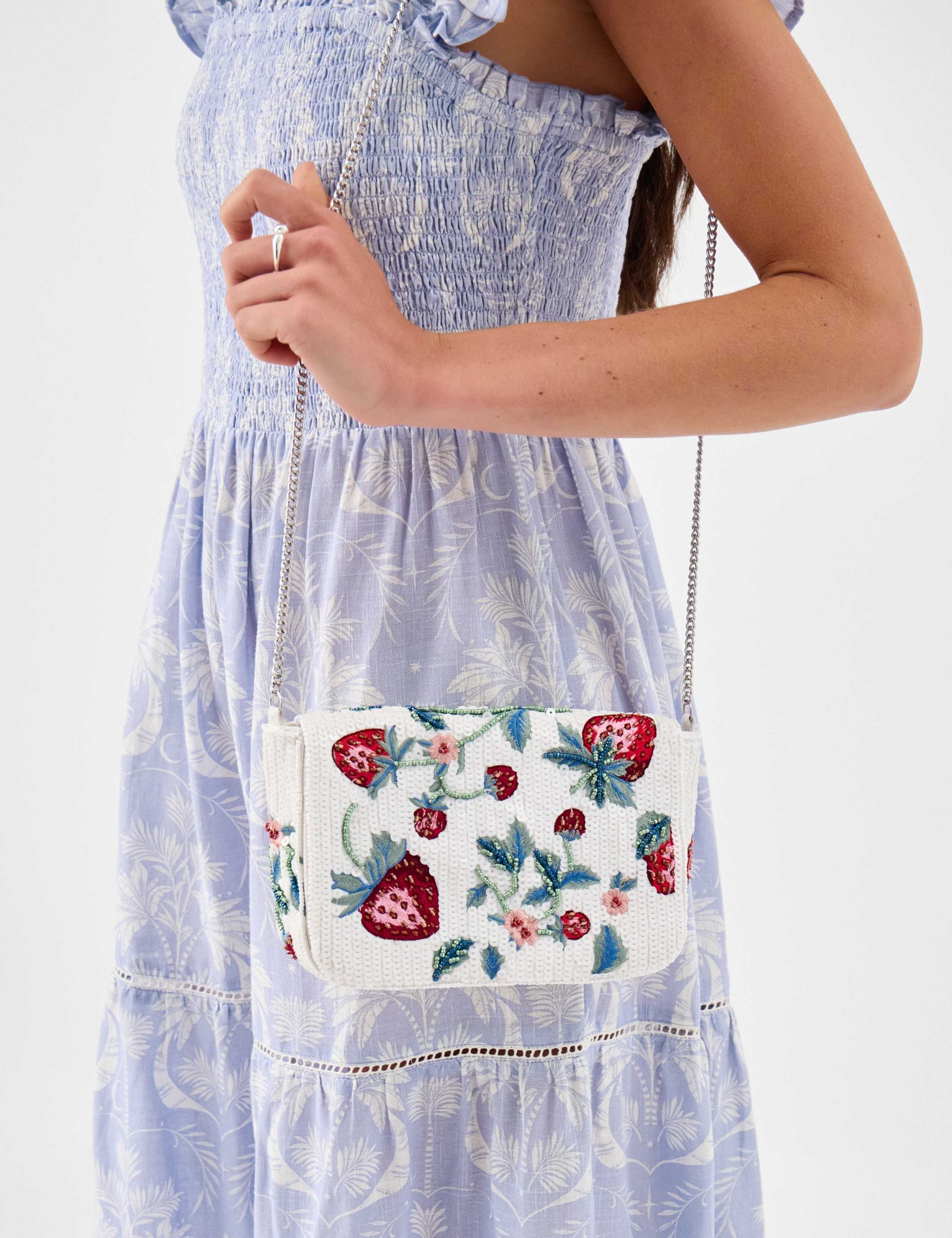 Accessorize strawberry sequin clutch bag (British brand)