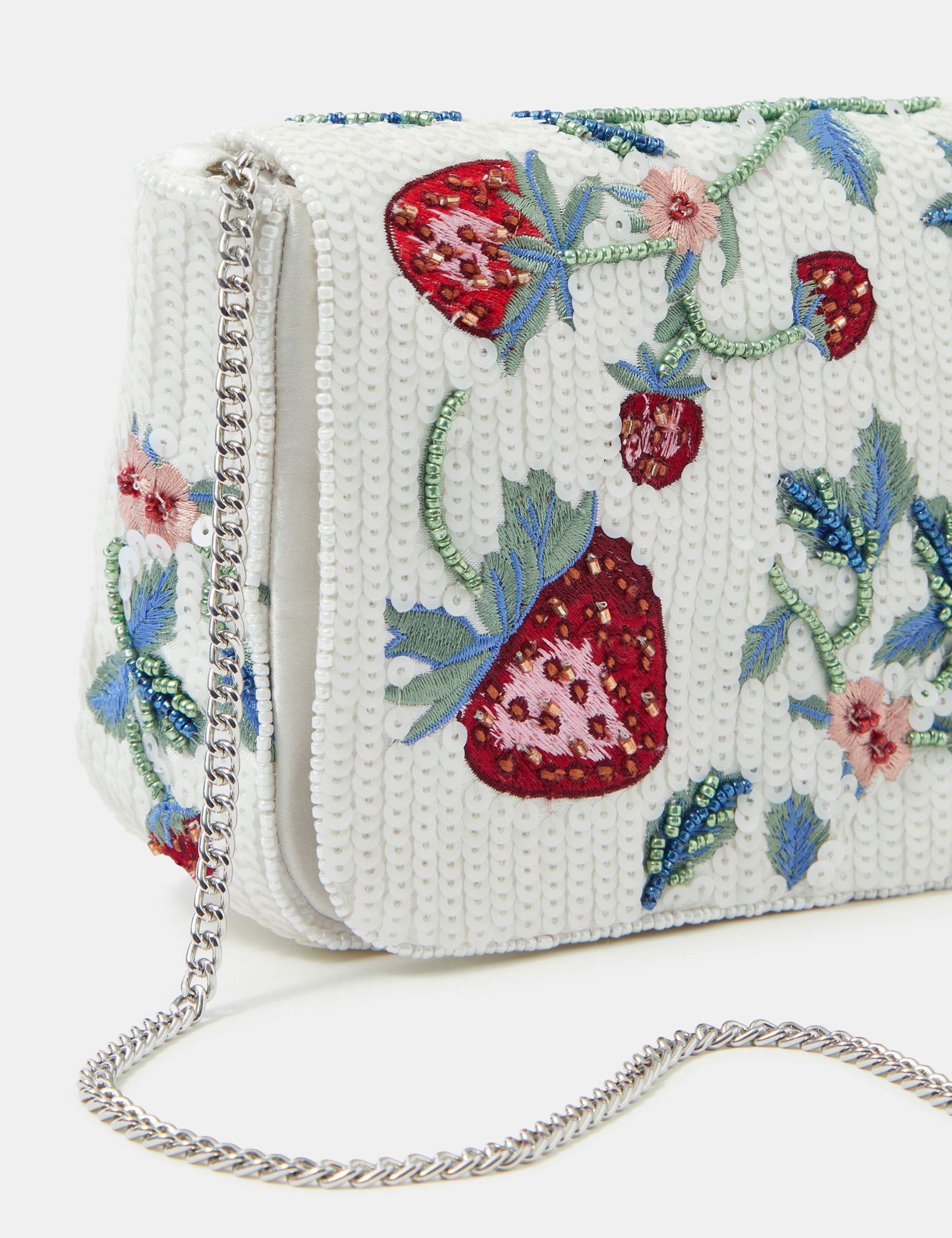Accessorize strawberry sequin clutch bag (British brand)