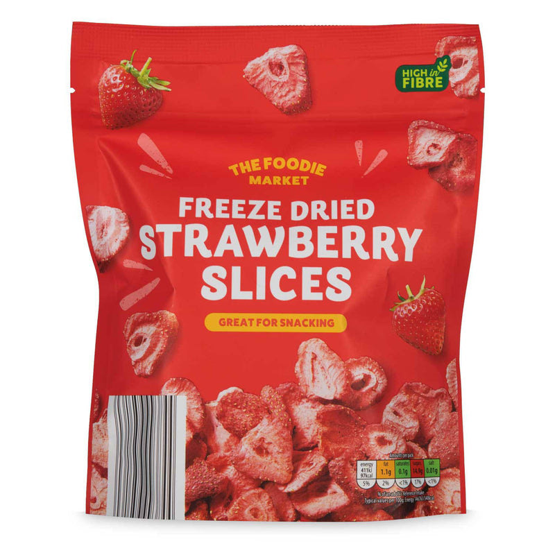 Strawberry slices snack, imported from the UK