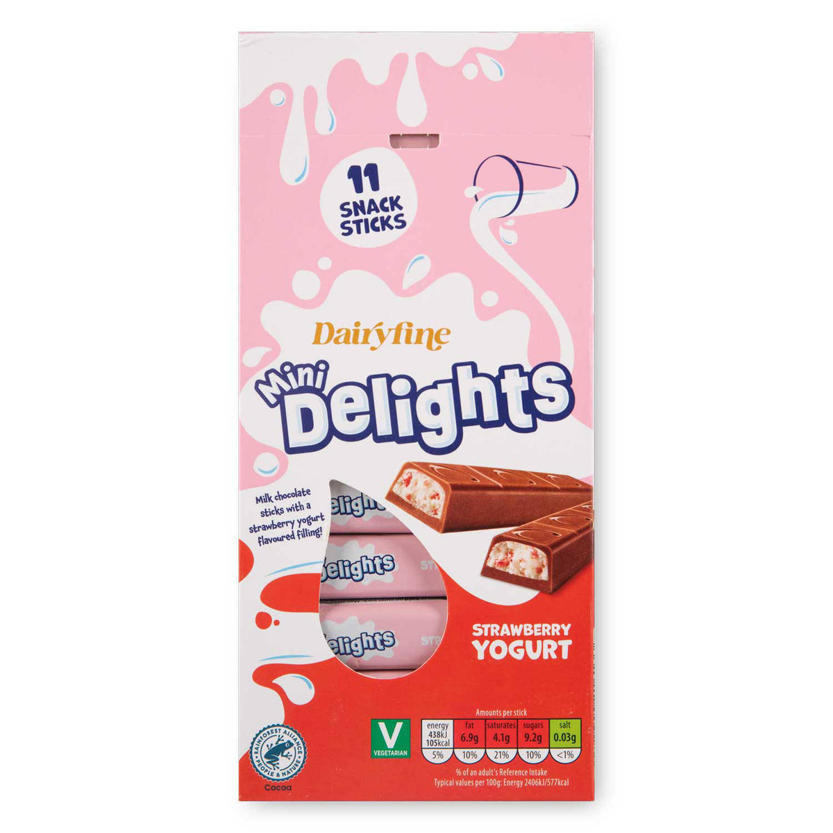 Strawberry yogurt milk chocolate sticks 11 pack - British product