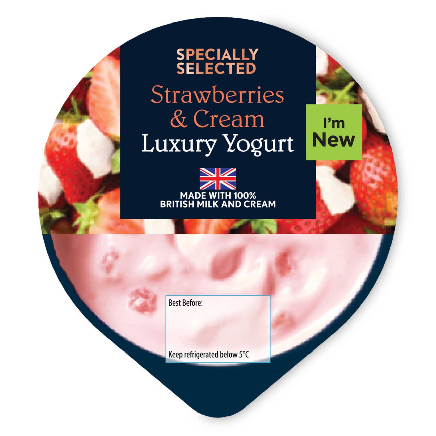 Strawberry and Cream luxury yogurt made with British milk (British brand)