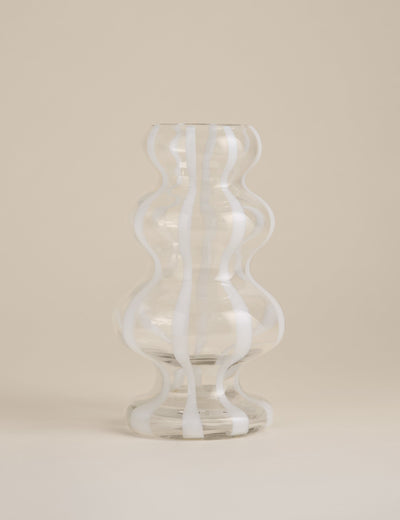 Vase en verre à vagues rayées