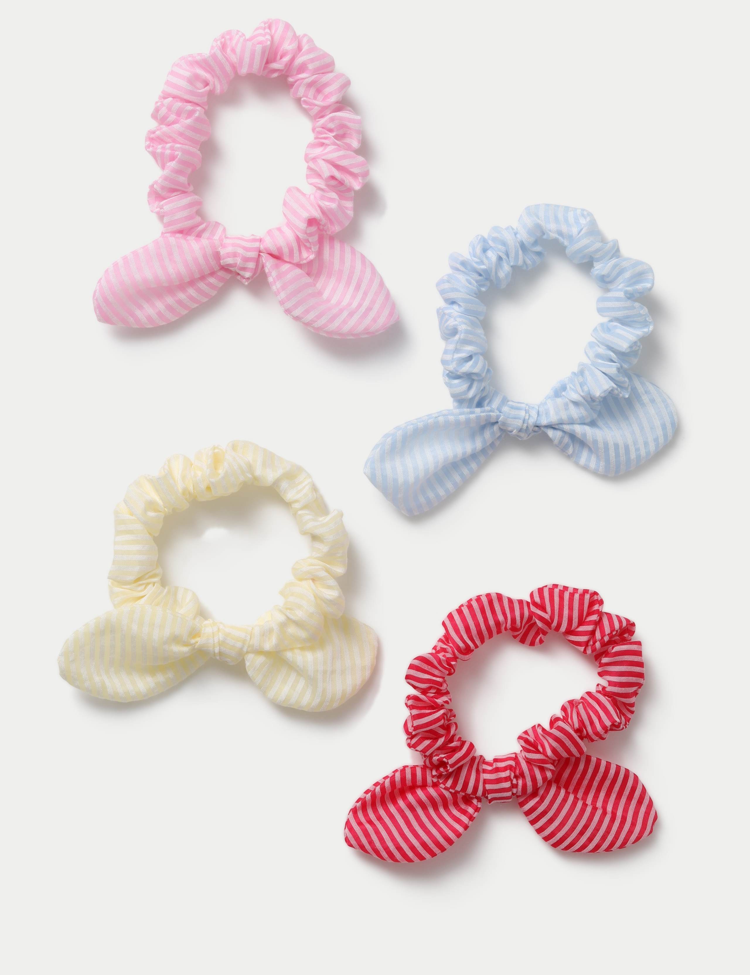 Striped bow scrunchies hair tie polyester - British product