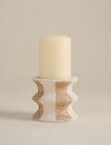 Hand-painted striped ceramic pillar candle holder 9.8 cm, imported from the UK