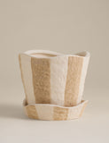 Striped ceramic planter 17cm hand-painted design - British product