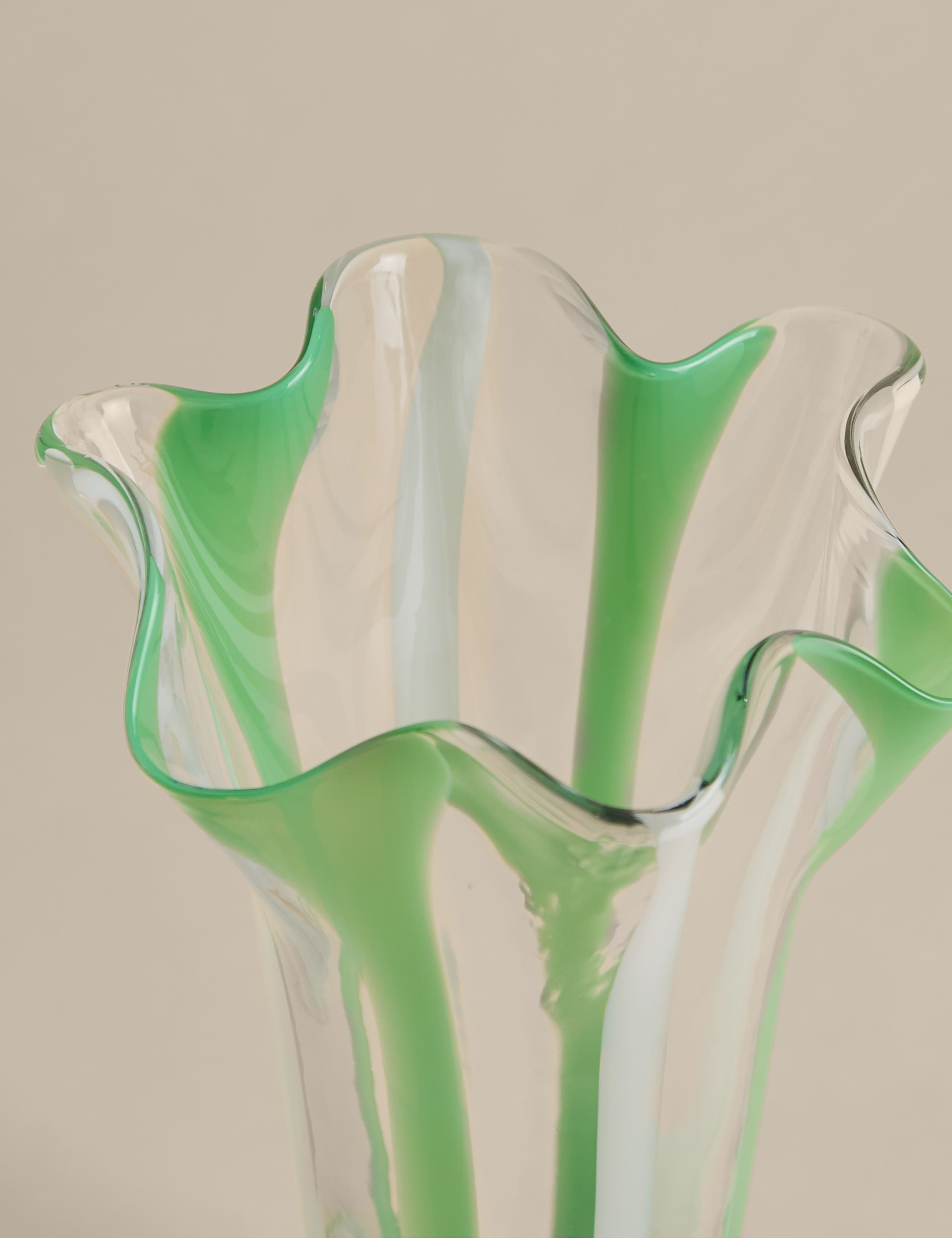 Glass vase striped handkerchief 29cm tall, imported from the UK