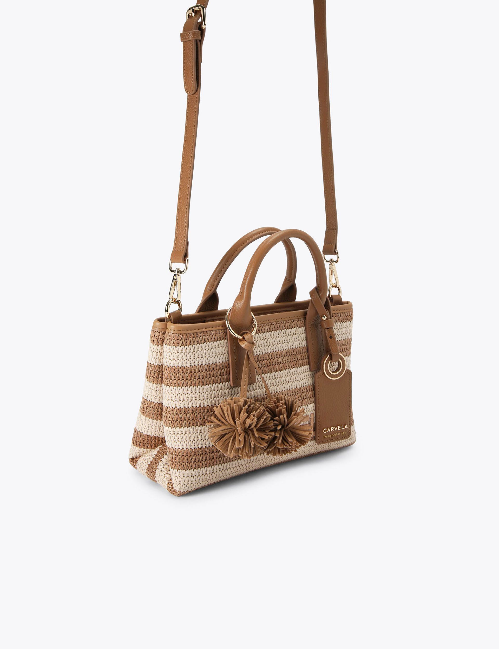 Carvela striped mini tote bag with leather handles, UK version