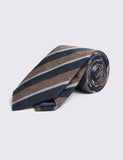 Moss pure silk tie with diagonal stripes, imported from the UK