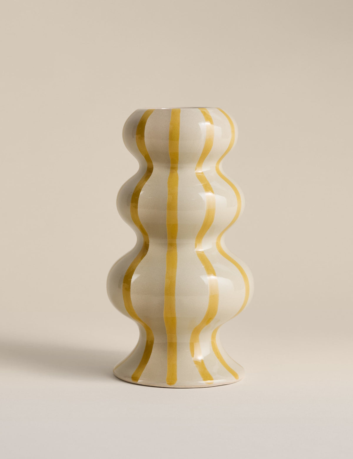 Striped Wavy Ceramic Vase