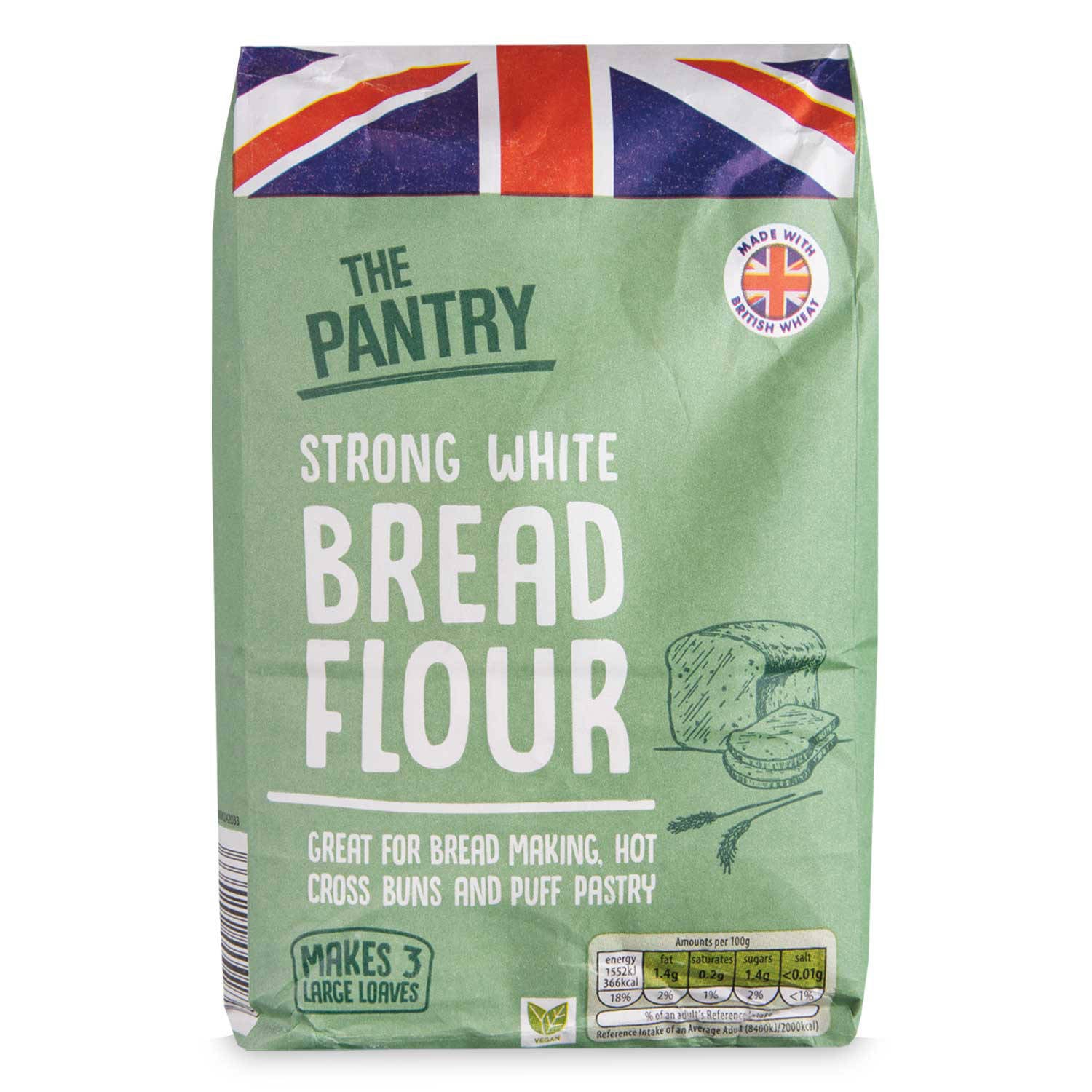 Strong white bread flour for baking, imported from the UK