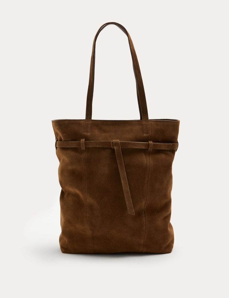 Autograph suede belted tote bag (British brand)