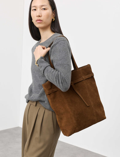 M&S Autograph Suede Belted Tote Bag- Buy online at McGrocer